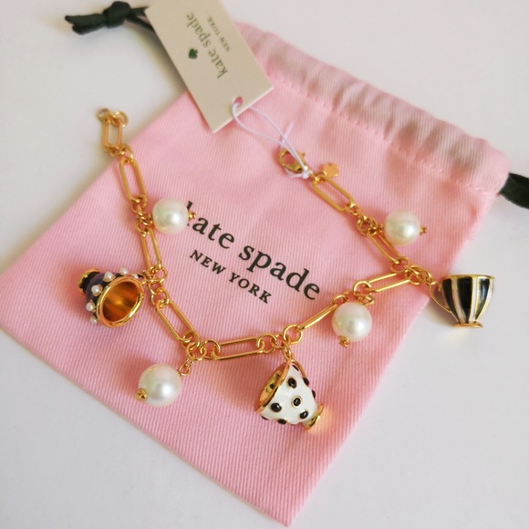 NWT KATE SPADE Alice in Wonderland Teacup Charm Bracele + dust bag O0R00286 $129 - Picture 1 of 2